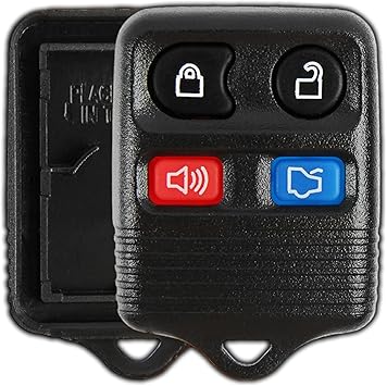 KeylessOption Key Fob Cover Case Replacement for 2000 2001 2002 2003 2004 2005 2006 2007 2008 2009 2010 2011 2012 2013 2014 2015 2016 2017 2018 2019 Ford Lincoln Mercury Remote Shell, 4-Button
