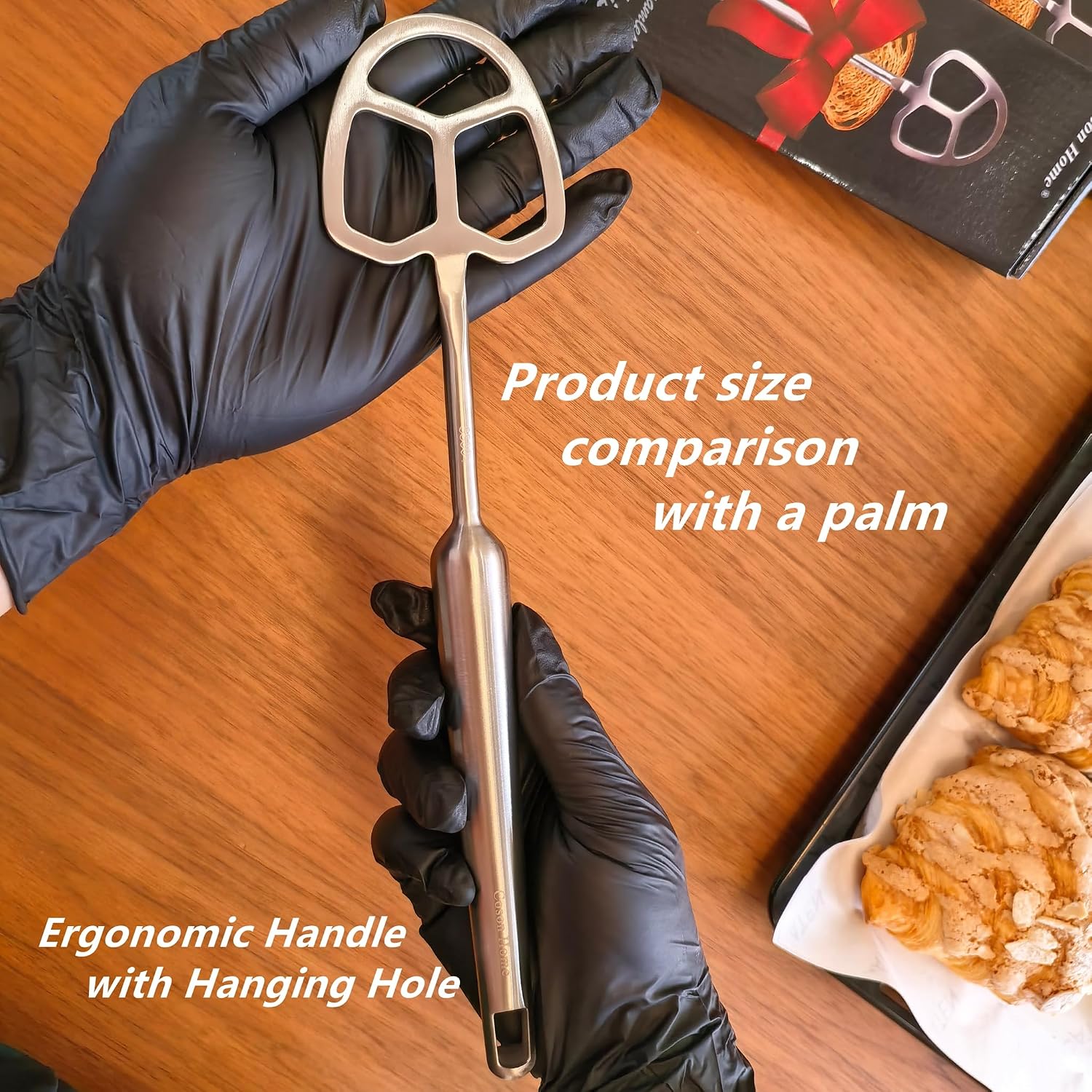 Seamless Danish Dough Whisk Baking Tools 304 Stainless Steel 12 Inches