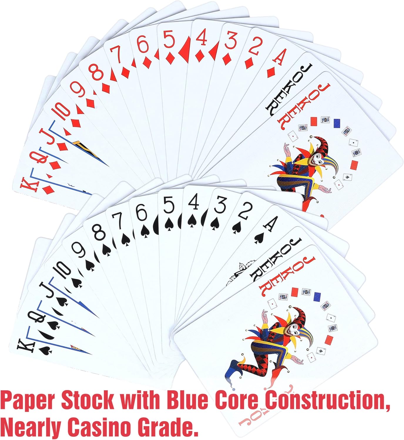 GOTHINK 12 Pack Standard Playing Cards with Plastic Coating,Poker Size Deck of Cards Index in 6 Red and 6 Blue,Paper Stock with Blue Core Construction,Casino Grade,Family Game Poker Toy Gifts