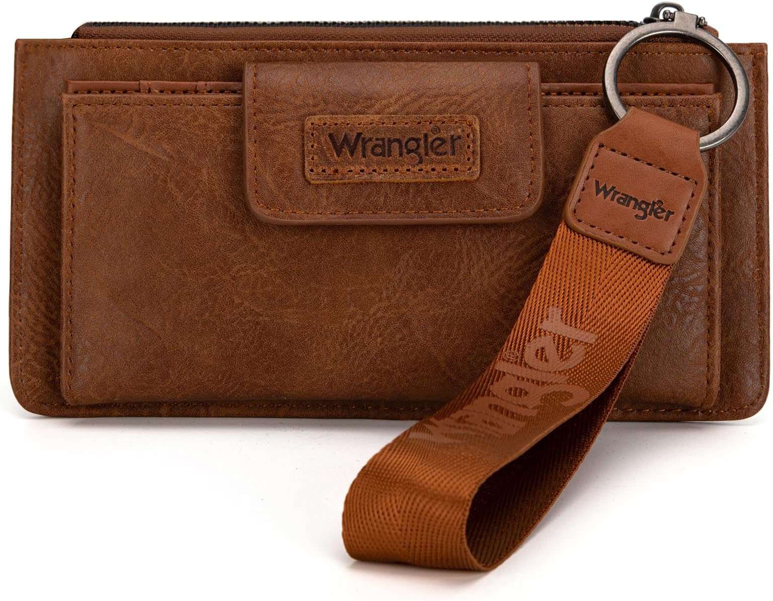X Wrangler Brown Wristlet Wallet Minimalist Clutch Womens Wallet Rfid Card Cases & Money Organizers with Coin Purse and Smooth Zipper