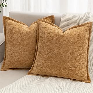 Mustard Yellow Decorative Throw Pillow Covers 20x20 Inch Set of 2 Cozy S...