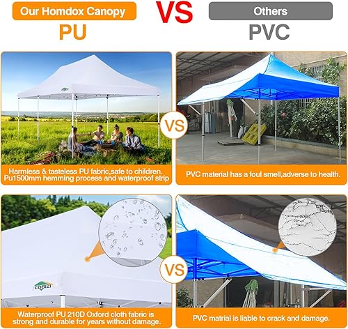Miniatura 8 de COBIZI Carpa 10x20 Pop Up con paredes laterales, carpa comercial impermeable Ez al aire libre, cenador instantáneo con protección UV 50+ para