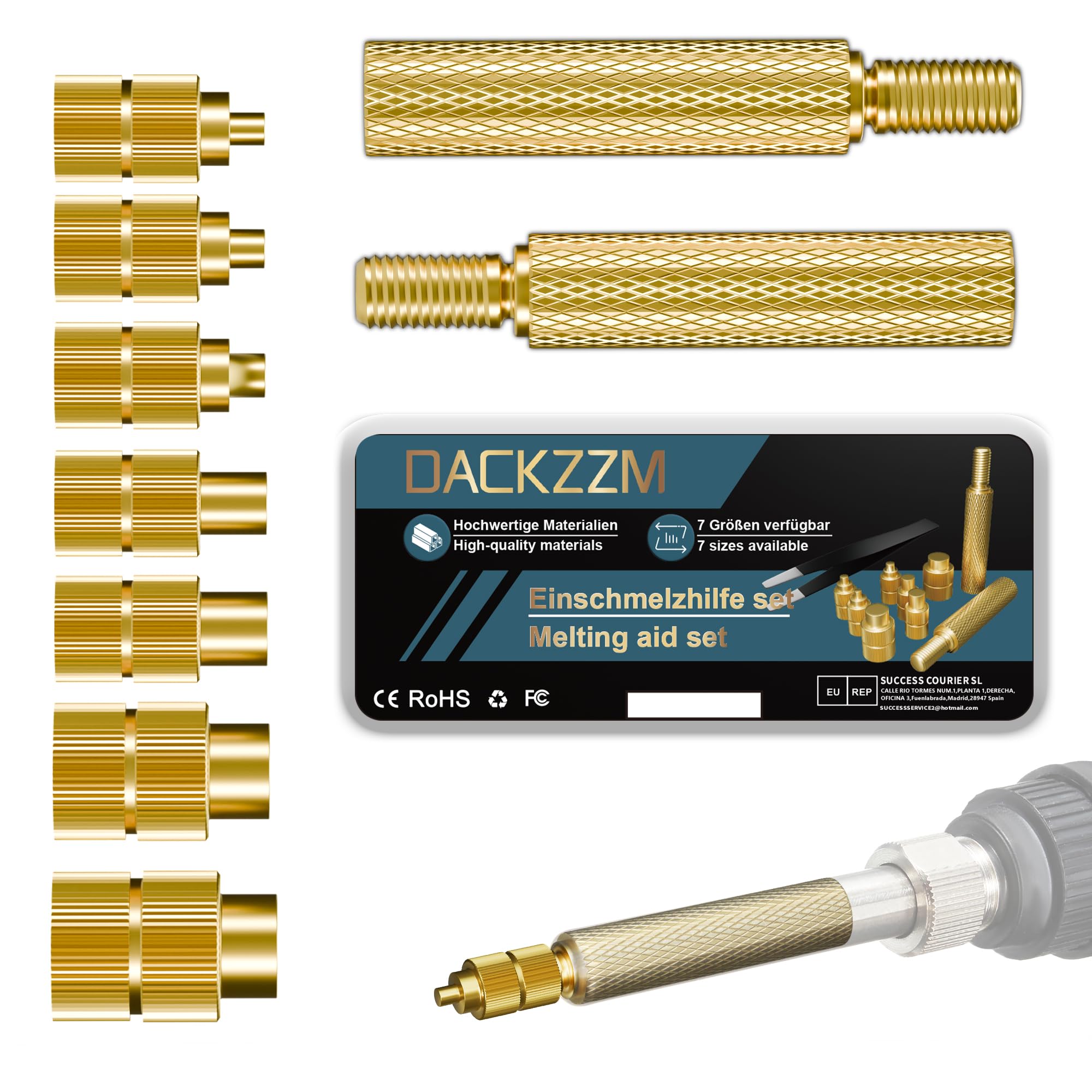 DACKZZM Heat Set Insert Tool with Slide Rail Heat Insert Press Auto-Return Soldering Iron Vertical Heat Pressing Machine M2/M2.5/M3/M4/M5/M6(1/4)/M8 Threaded Inserts Tool for 3D Printing Components