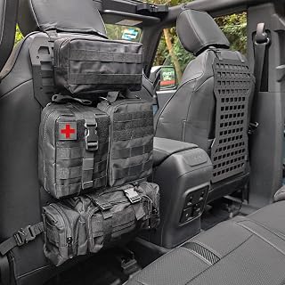 MAIKER 2pcs Tactical Rigid Molle Aluminum Insert Panel Seat Back Organizer Modular Platform with 4 Storage Bags and 10 Fastening Tape Compatible with 2021 2022 2023 Ford Bronco Accessories