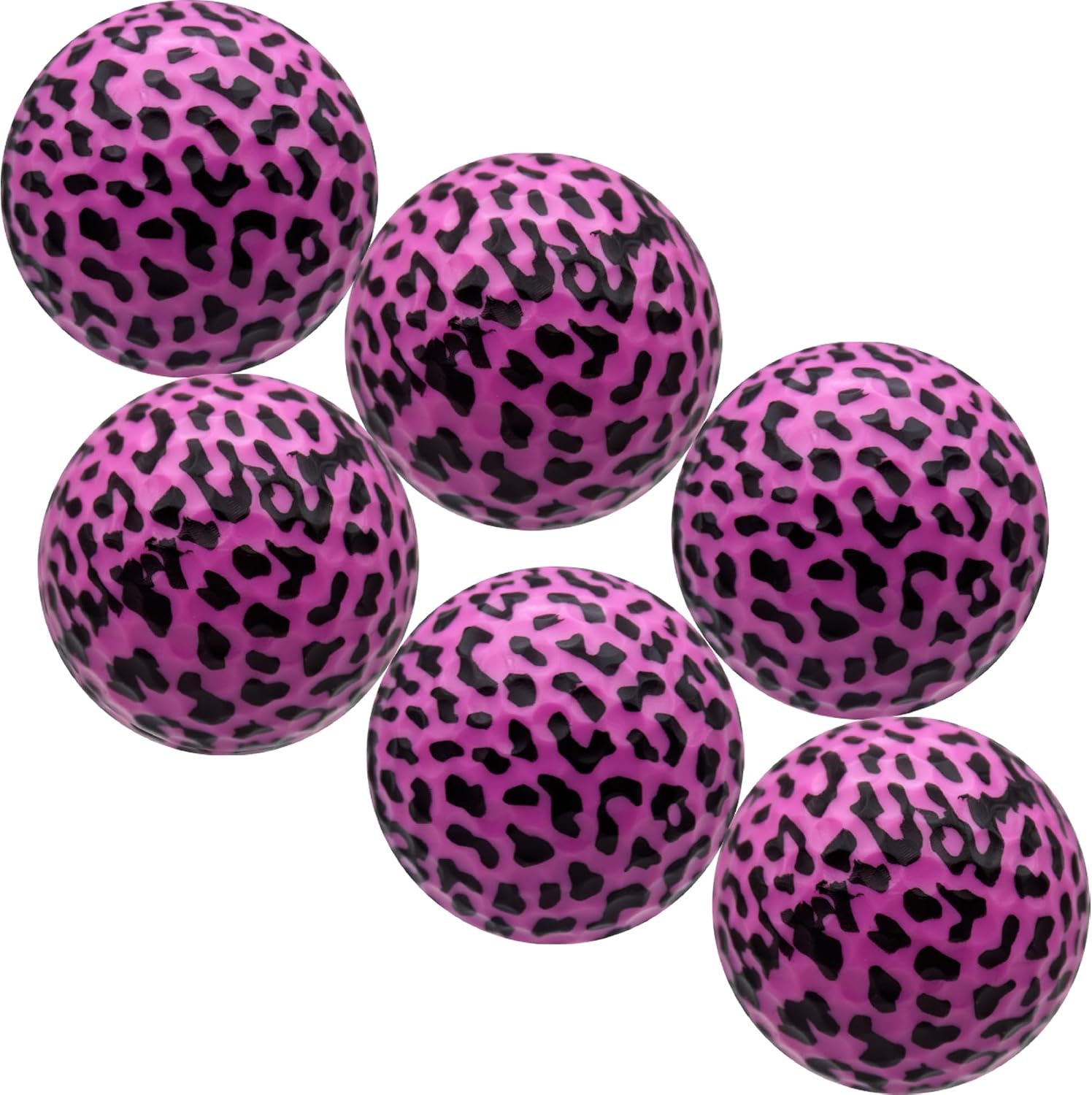 GBM Pink Leopard Print Novelty Golf Balls – Full Leopard Print Color Golf Balls for Gifts, Tournaments, League Events & Collectors, Ladies Golf Accessories, 1 Dozen
