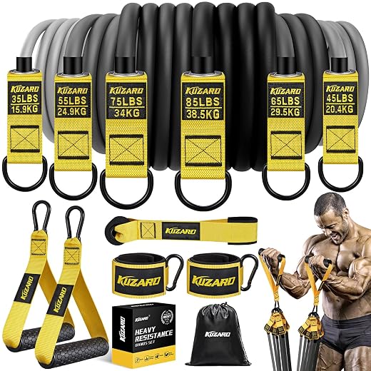 Resistance Bands for Working Out, Heavy Exercise Bands with Handles, Workout Bands for Men, Weight Bands Set for Muscle Training, Strength, Slim, Yoga, Home Gym Equipment
