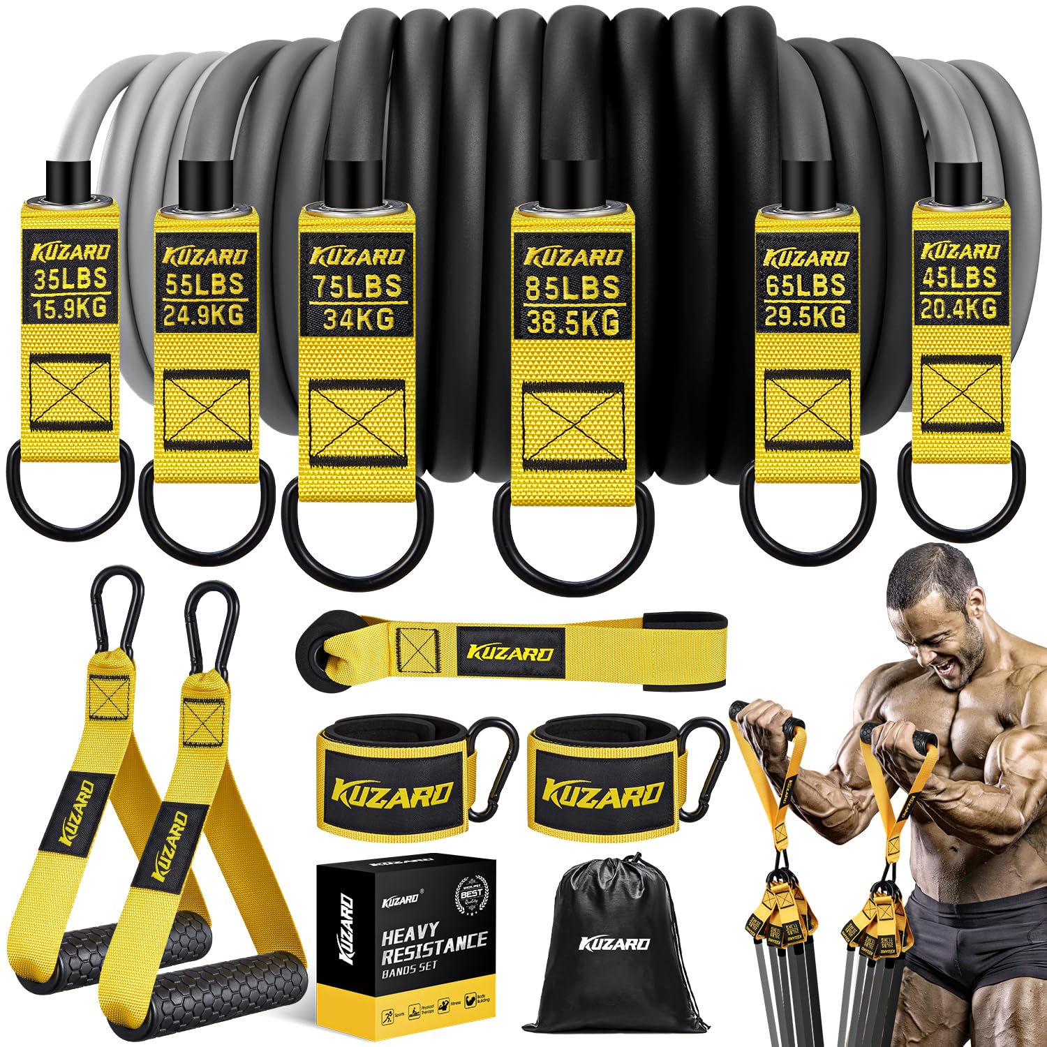 Heavy Resistance Bands for Working Out, 300lbs/360lbs Heavy Exercise Bands with Handles, Resistance Bands for Men, Weight Bands Set for Muscle Training, Strength, Yoga, Home Workout Equipment