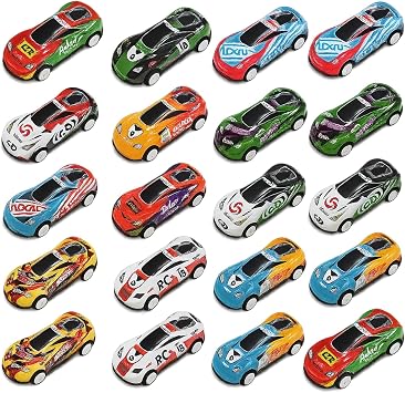 20 Pull Back Cars Set, Mini Die cast Metal Shell Race Vehicles, Party Bag Fillers, Assorted Play Models for Celebration and Party Favors