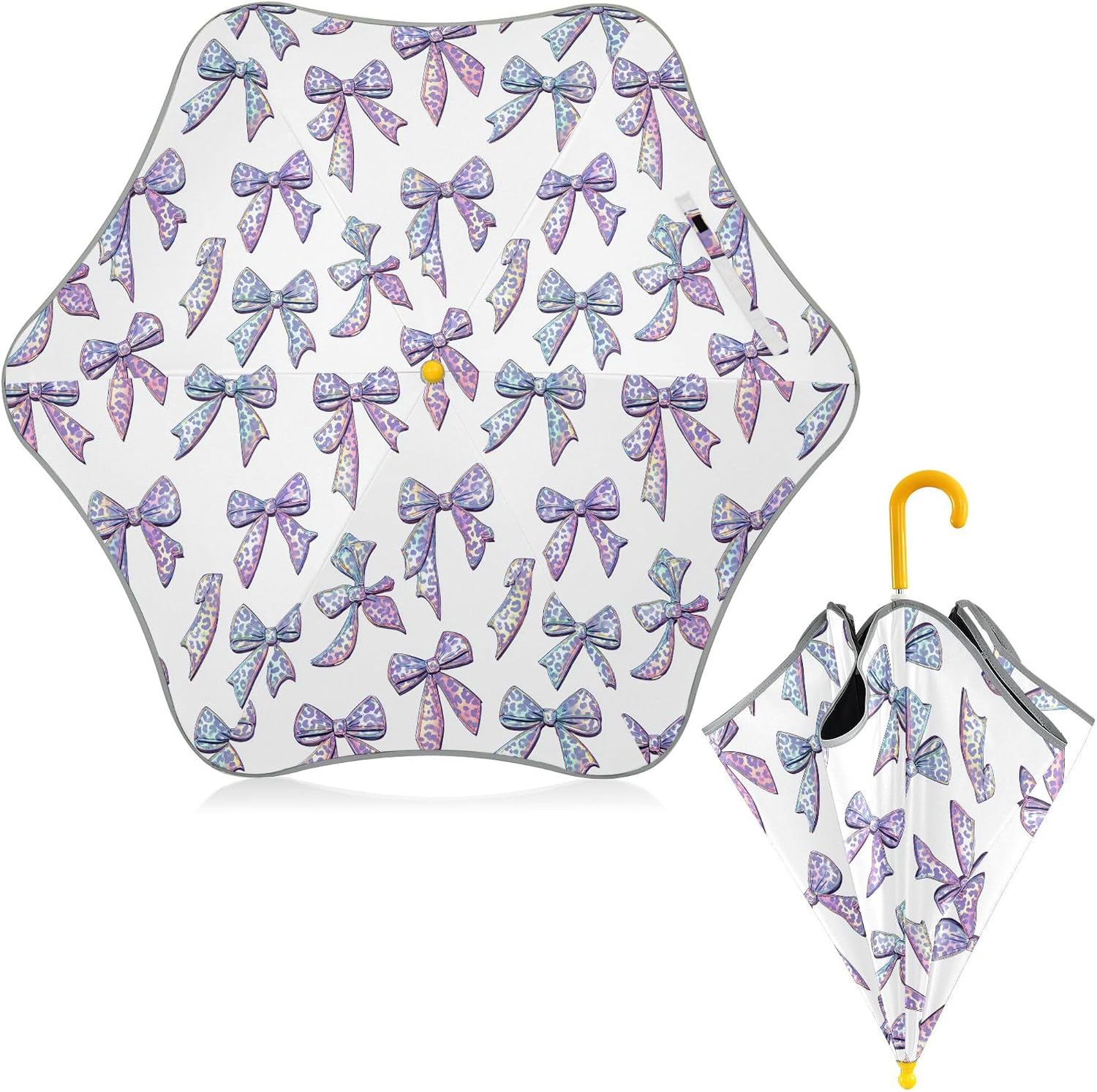 ALAZA Rainbow Leopard Cheetah Bows Kids Umbrella for Girls Boys Toddler Children Rain & Sun Umbrella