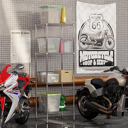 Miniatura 5 de Kit de estantería de alambre cromado de 4 niveles de 21 pulgadas de profundidad x 24 pulgadas de ancho x 74 pulgadas de alto  Unidad de estante de