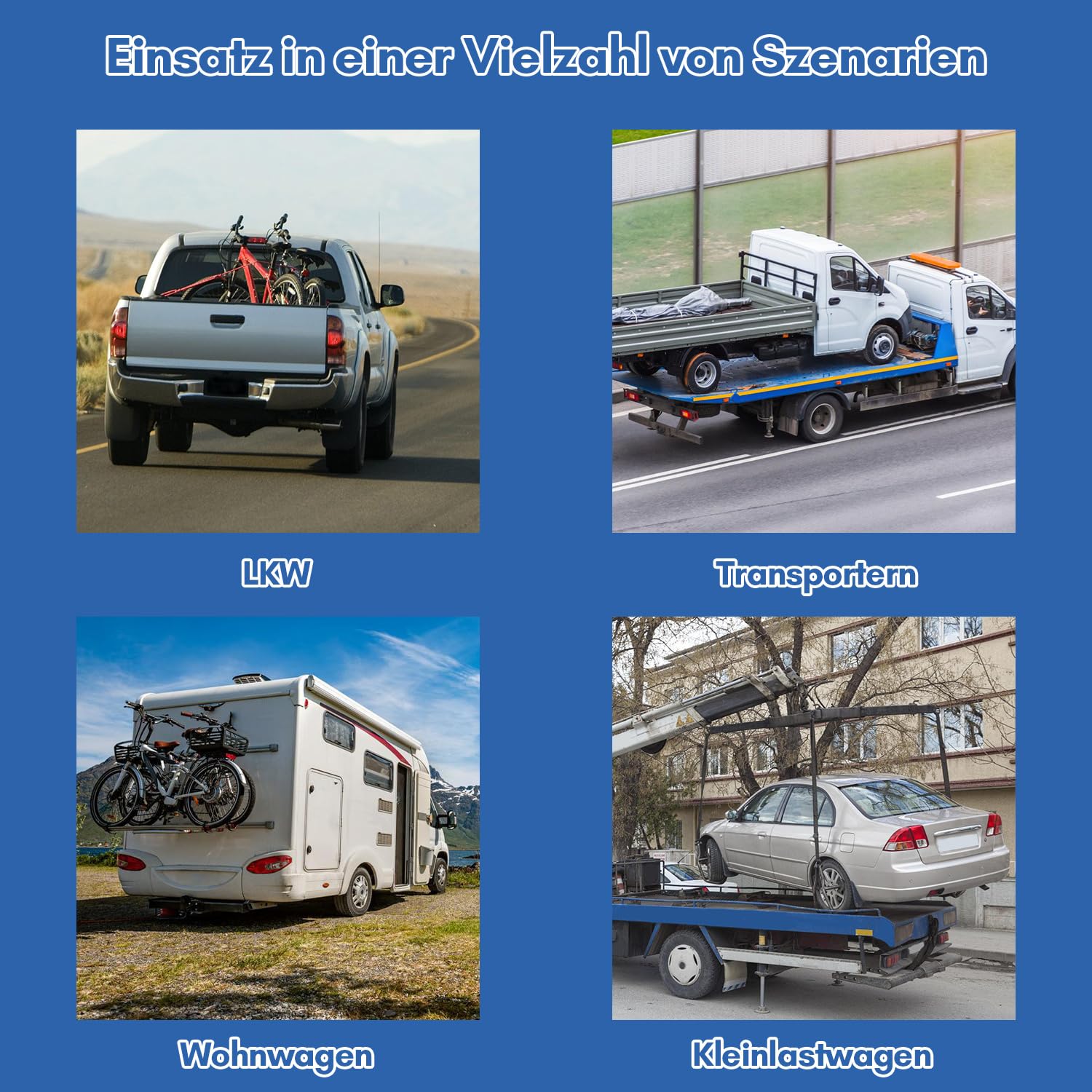 Set di 4 guide da 1 m, in alluminio anodizzato semicircolare con 10 raccordi singoli e 8 tappi terminali, guide preforate per il fissaggio del carico per rimorchi, auto, camion, camper
