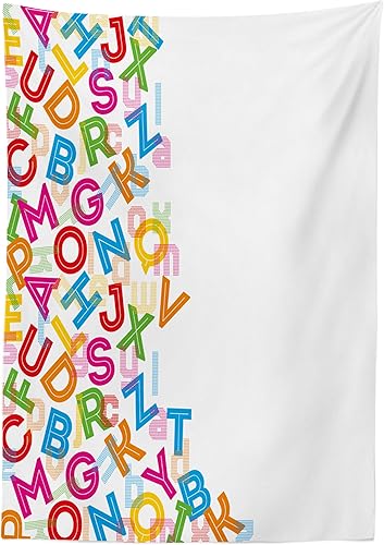 Miniatura 4 de Ambesonne Mantel colorido para decoración del hogar, fondo del alfabeto con iconos de letras, palabras, literatura, estampado divertido con textura,