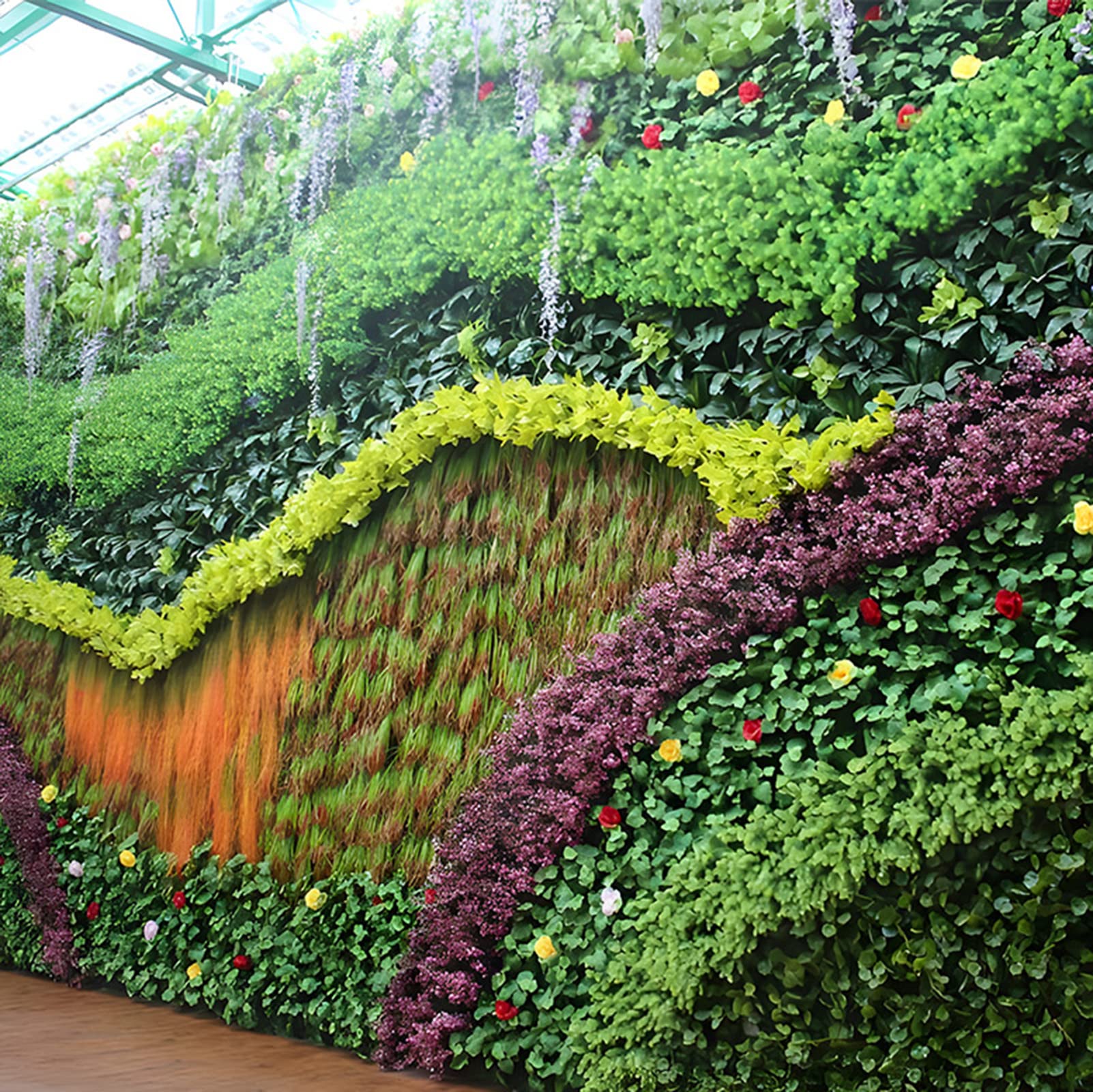 QIAOH KüNstliches Pflanzenwand 4PCS, Sichtschutz KüNstlicher Hecke, Kunsthecke Wand, Hecke EfeubläTtern Sichtschutz Heckenpflanze Windschutz FüR