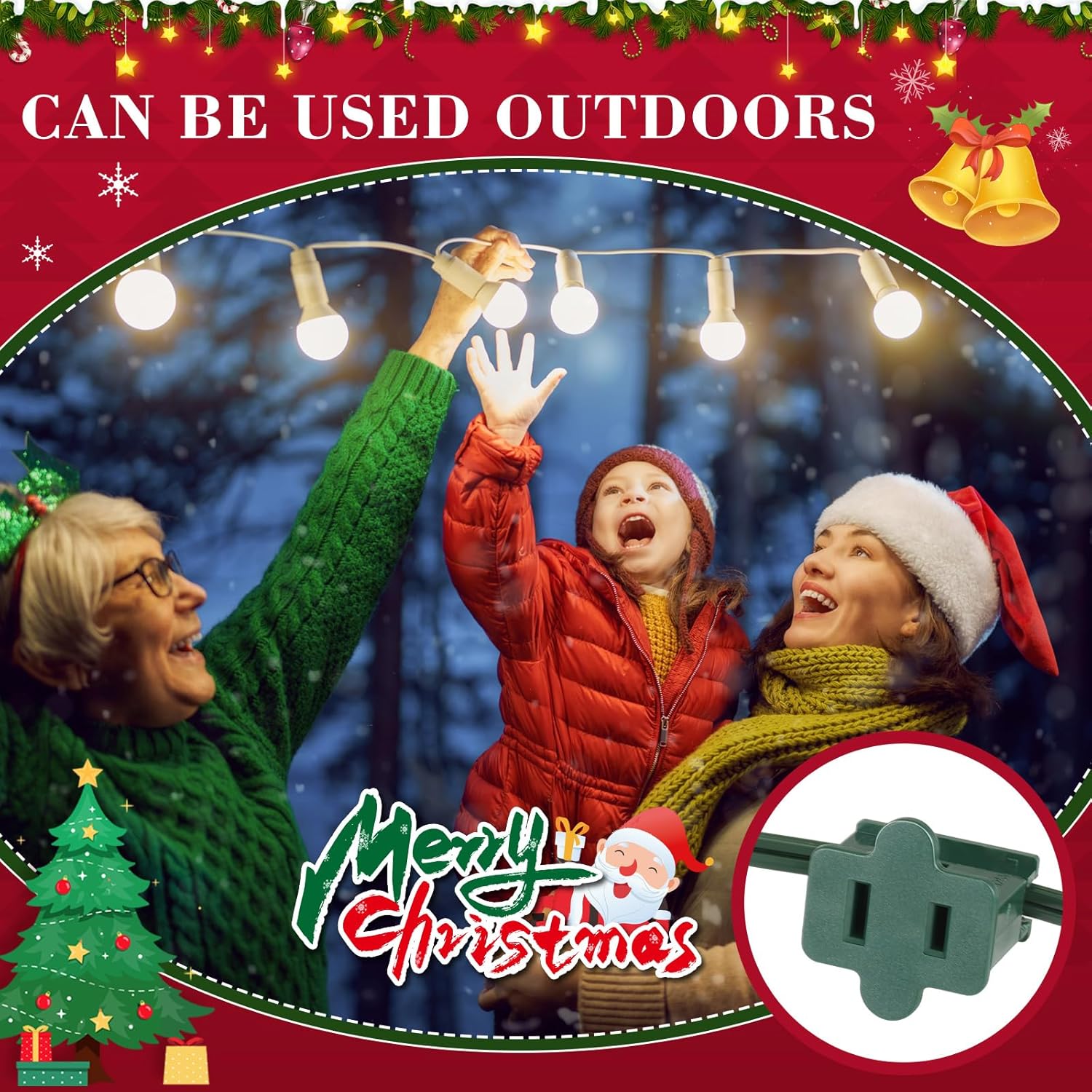 Relaxweex 18/2 Electrical Wire with Extra Vampire PlugsChristmas 18 Awg Extension Wire Landscape for Christmas Lights Outdoor Decoration(50 ft,SPT-2,Green)