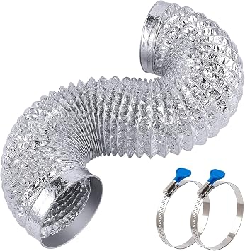 Heavy Duty Flexible Dryer Vent Duct Hose 4 inch 4FT with 2 Key Hose Clamps