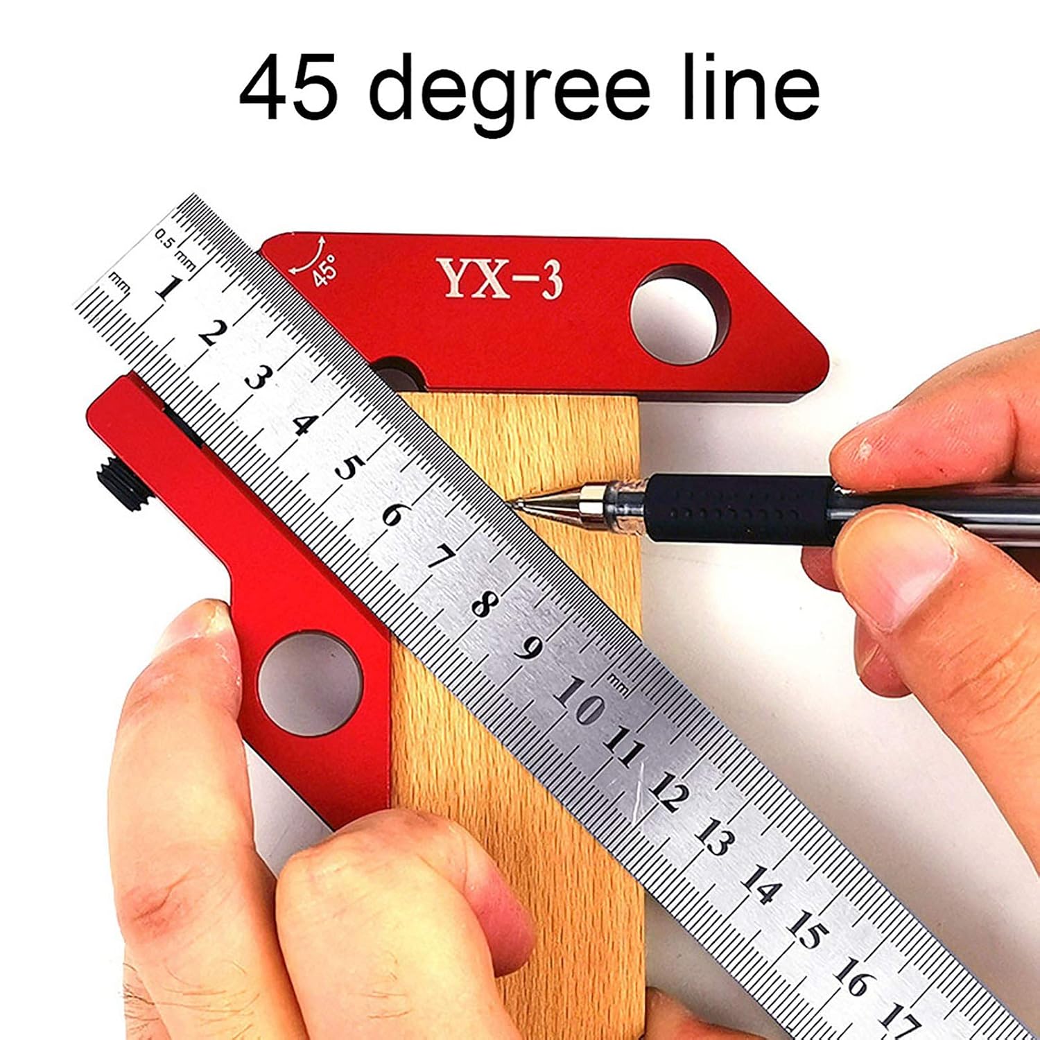 Center Line Scriber Measuring Tool, 45 and 90 Degree Angle Ruler for Woodworking - Self Centering, Durable Stainless Steel, Ideal for Wood Data and Metal Marking