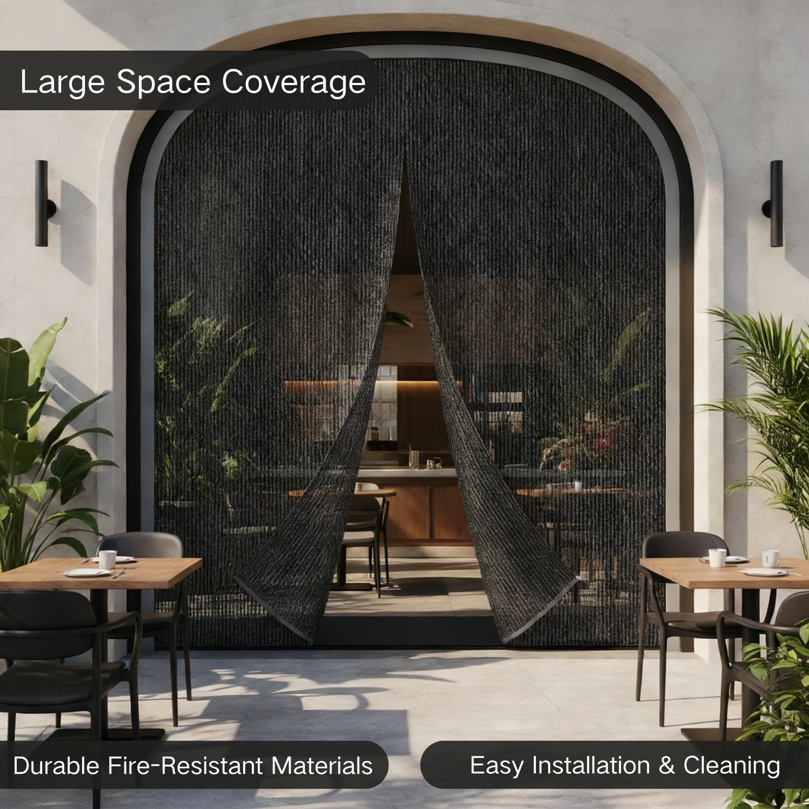 Moustiquaire Magnétique Pour Porte De Garage, Rideau De Porte De Garage Fibre De Verre Renforcée, Résistante à La Déchirure, Durable, Pour Animaux De Compagnie, Noir(Noir,305 x 244 cm(10 x 8 ft))