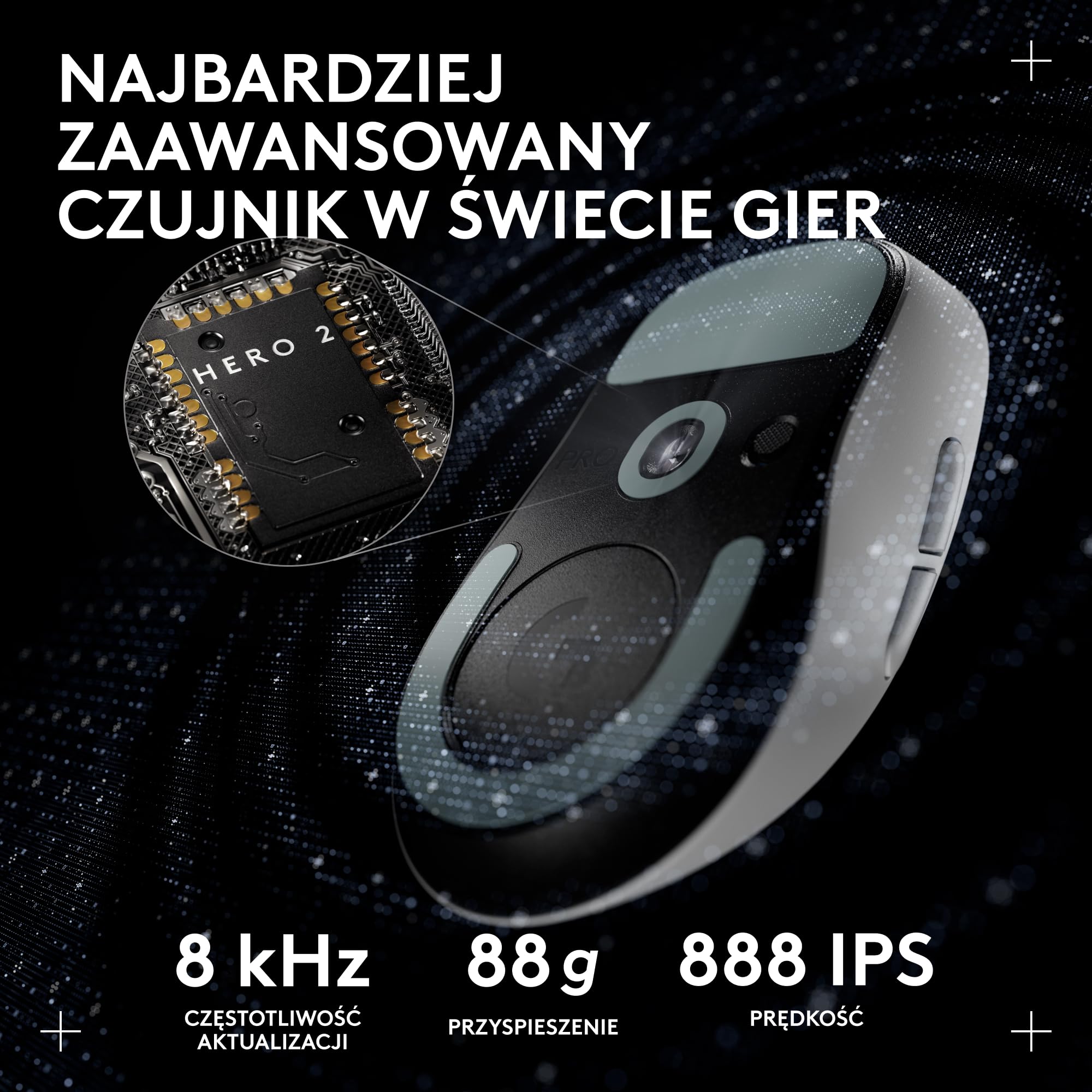 Bezprzewodowa mysz do gier Logitech G PRO X SUPERLIGHT 2 DEX LIGHTSPEED, lekka mysz klasy profesjonalnej o wadze 60 g, z 5 programowalnymi przyciskami, ładowaniem przez USB-C