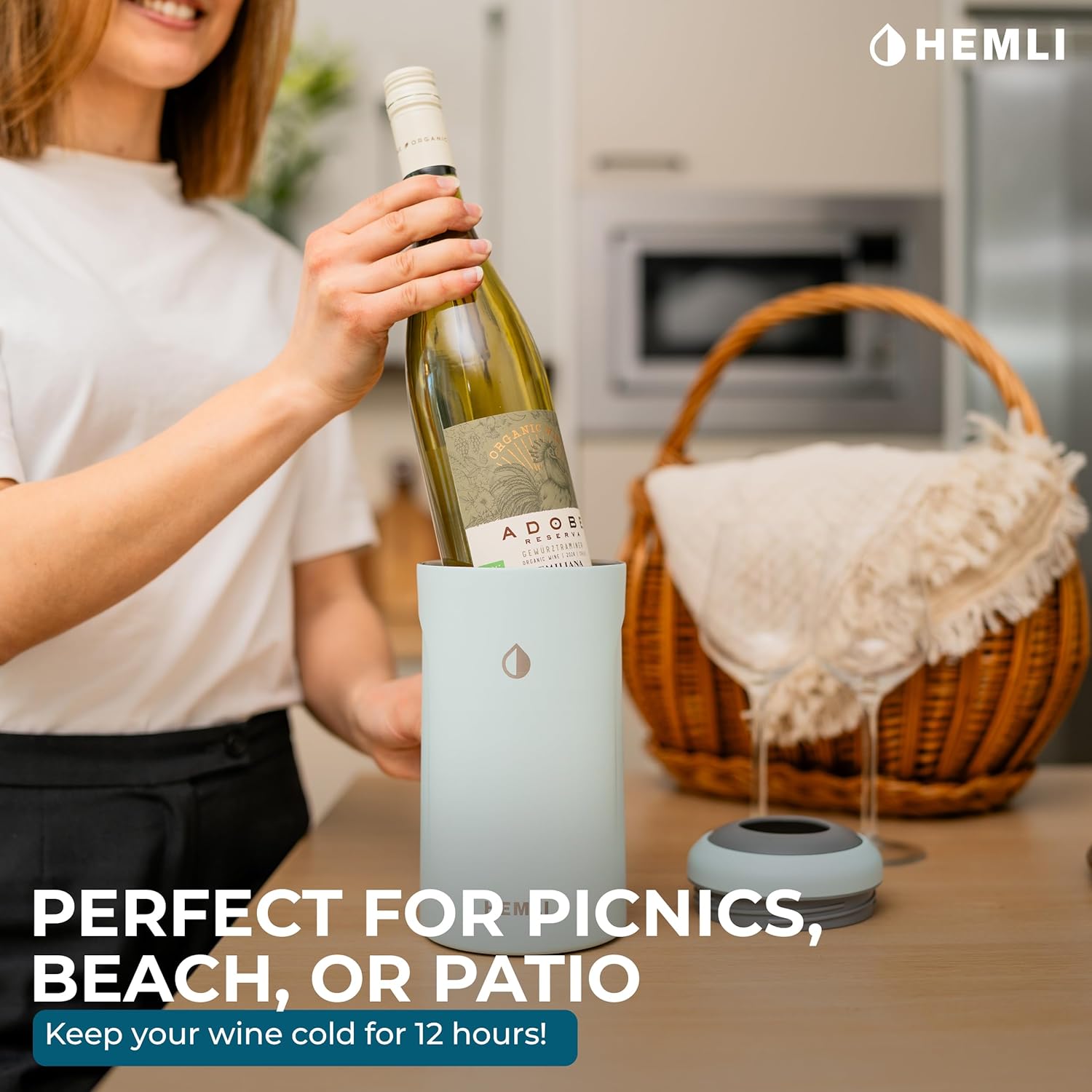 Wine Bottle Chiller Insulator Sleeve, Keeps Wine and Champagne Cold for 12 Hours, Vacuum Insulated Wine Bottle Cooler