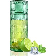 Bedside Water Carafe Set, 28.5 OZ Glass Carafe with 6.5 OZ Tumbler Lid | Nightstand Water Pitcher and Glass Set for Bedroom, Mouthwash Dispense for Bathroom, Green