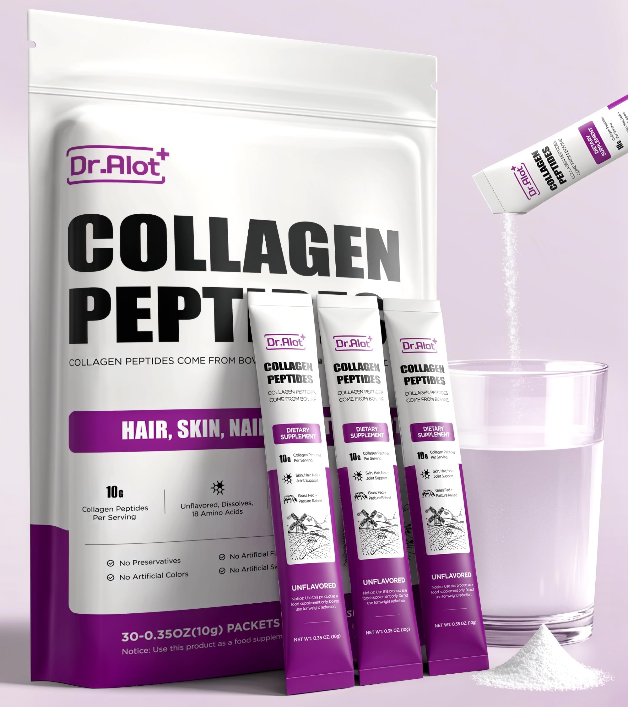 2X Boost Collagen Peptides Powder for Skin, Hair, Nails & Joint Health - Ultra High Absorption Collagen Powder with Hydrolysate Type 1 & 3+ VC, Supplements