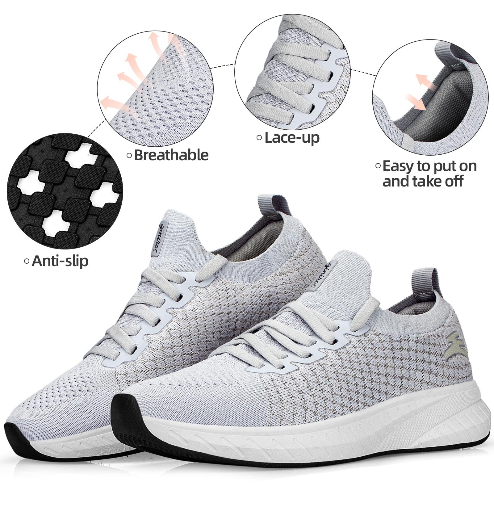 Puweco Scarpe Donna Running Sneakers Comode Tennis Leggero e Traspirante Tempo Libero Fitness Palestra Scarpe