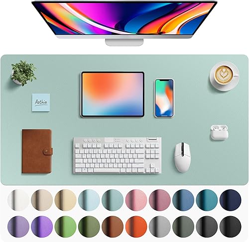Miniatura 12 de Aothia Protector de escritorio de cuero, alfombrilla para ratón, alfombrilla de escritorio de oficina, secante de escritorio de cuero PU