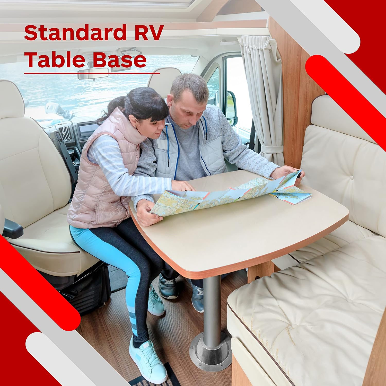 TonGass (2-Pack, Sliver) Aluminum RV Table and Floor Mounting Base (Standard Size) with 12 Mounting Screws for Camper Trailer, RV Camper Metal Pedestal Table Base
