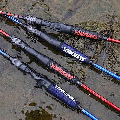 Miniatura 7 de One Bass Cañas de pescar, caña giratoria de grafito IM7 y caña de fundición, 2 piezas de caña de cebo de alta calidad con mango de súper polímero