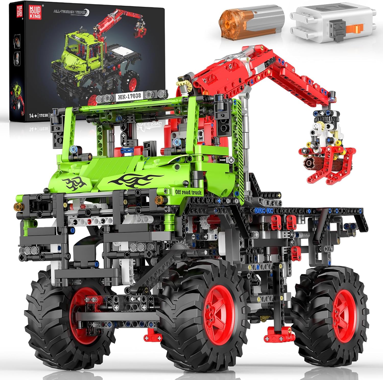 Mould King 17038 Technik Off-Road Truck Building Sets, Construction Vehicle Model Kits, Large Vehicles Truck Building Kits Gift Toy for Adult/Teens 14+/Collections Enthusiast(2002 PCS)