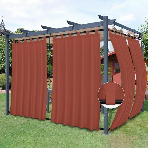 Easy-Going Outdoor Patio Curtains 2 Panels, 54x120 inch, Terra Red