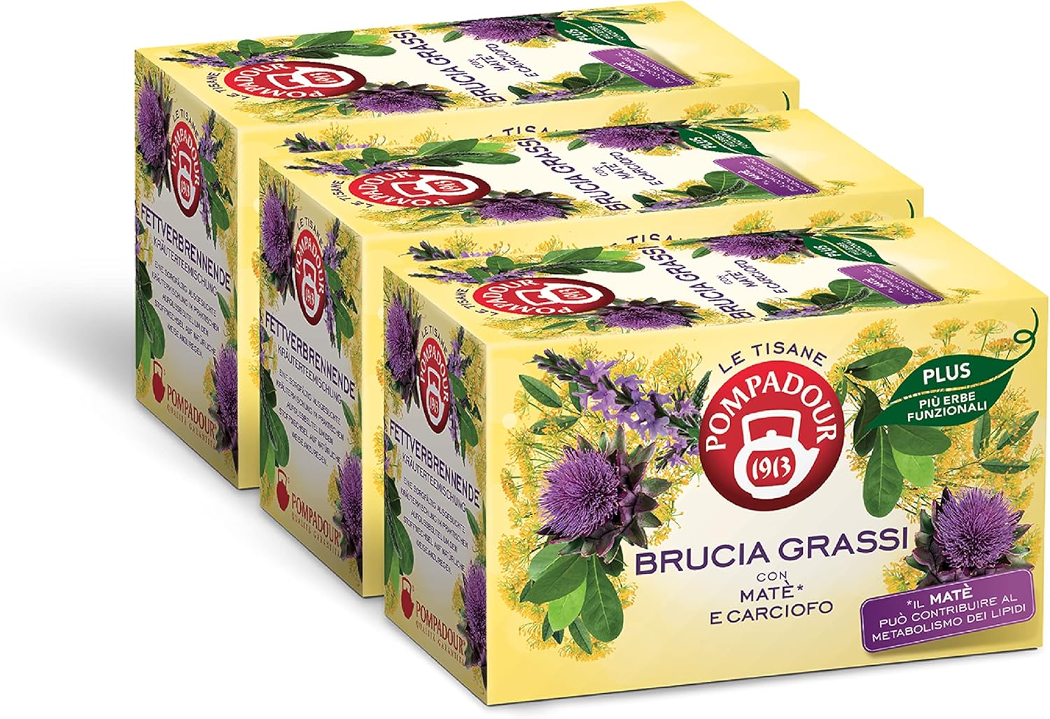 Pompadour, Tisana Brucia Grassi PLUS con Mate e Carciofo, 54 Filtri (3