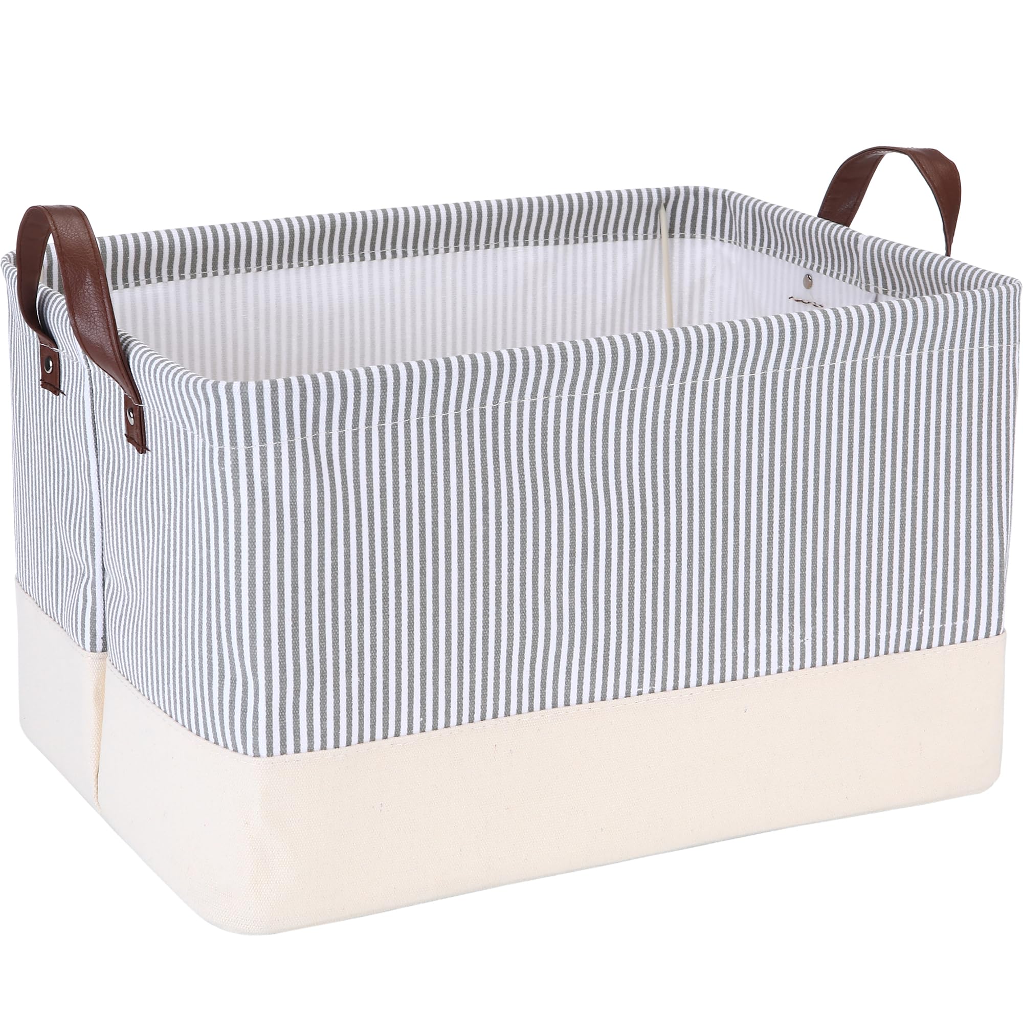 Sea Team Square Canvas Storage Basket with Frame, 42x30x25cm, Grey