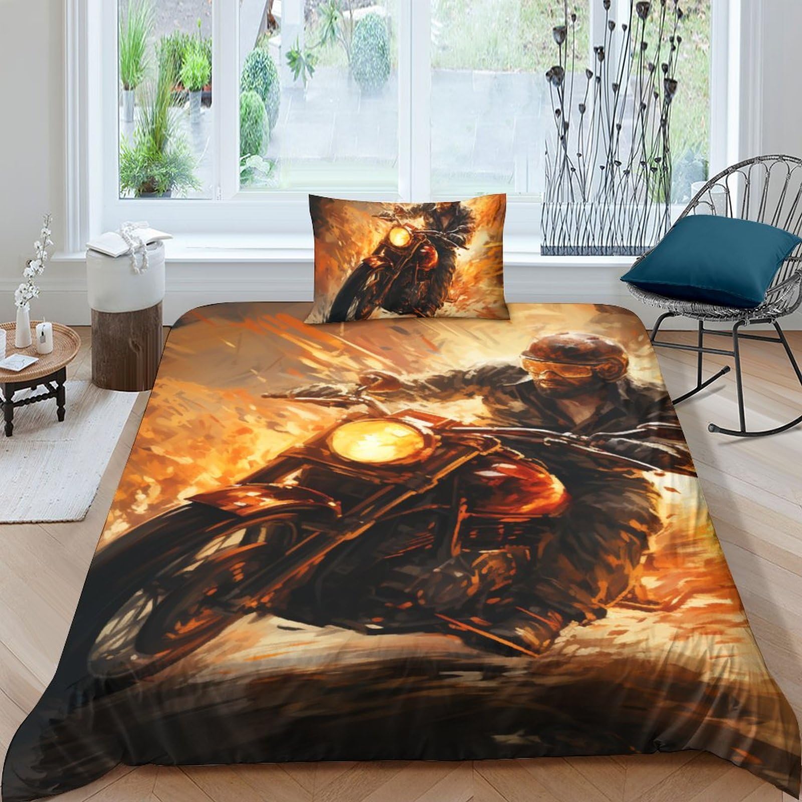 Housse de couette moto en 3D avec fermeture éclair pour en finir avec la couette qui glisse