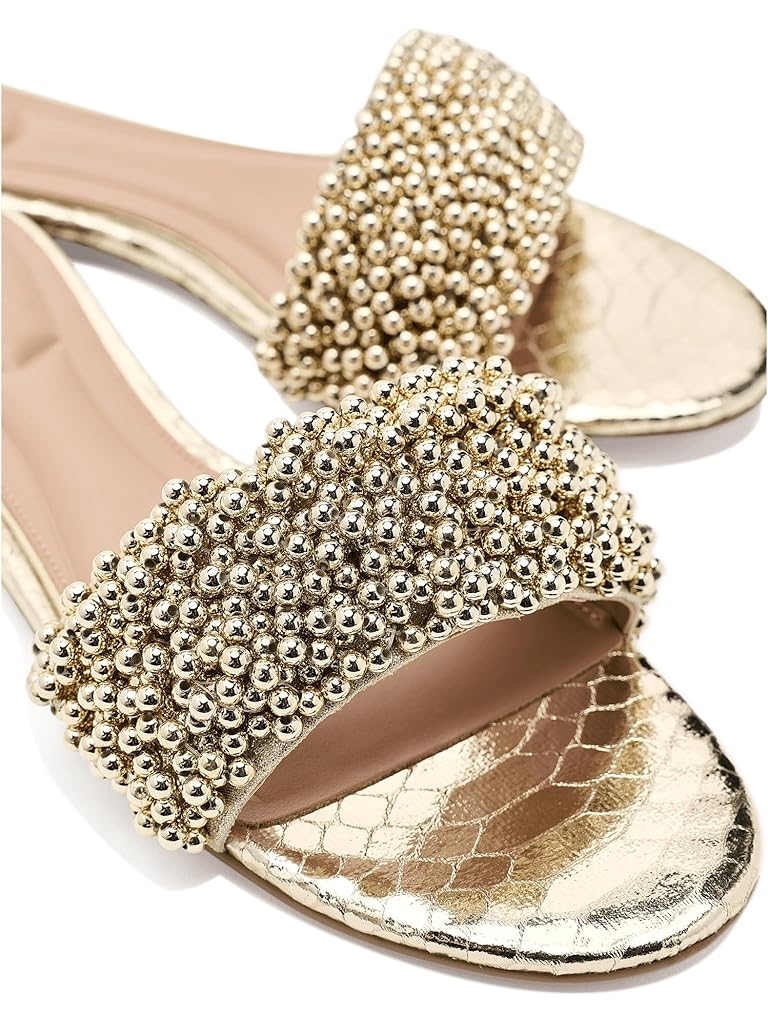 Gold Vince Camuto Balea Beaded Band Flat Sandals