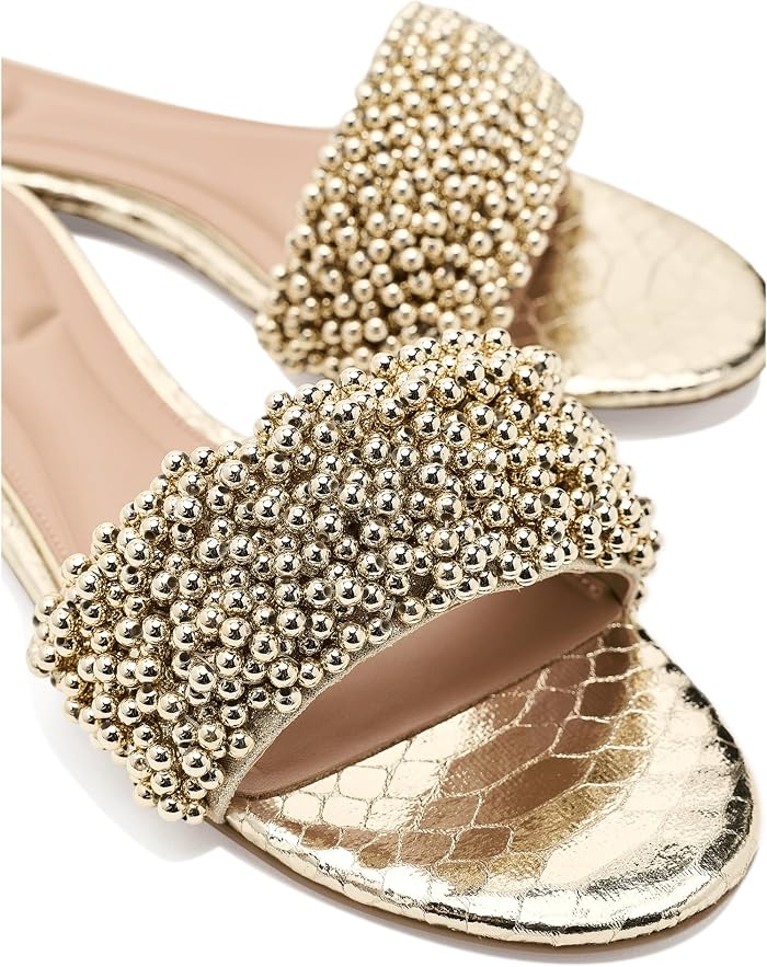 Женские сандалии Vince Camuto Balea Beaded Band Flat, цвет: Золотой — фото 3