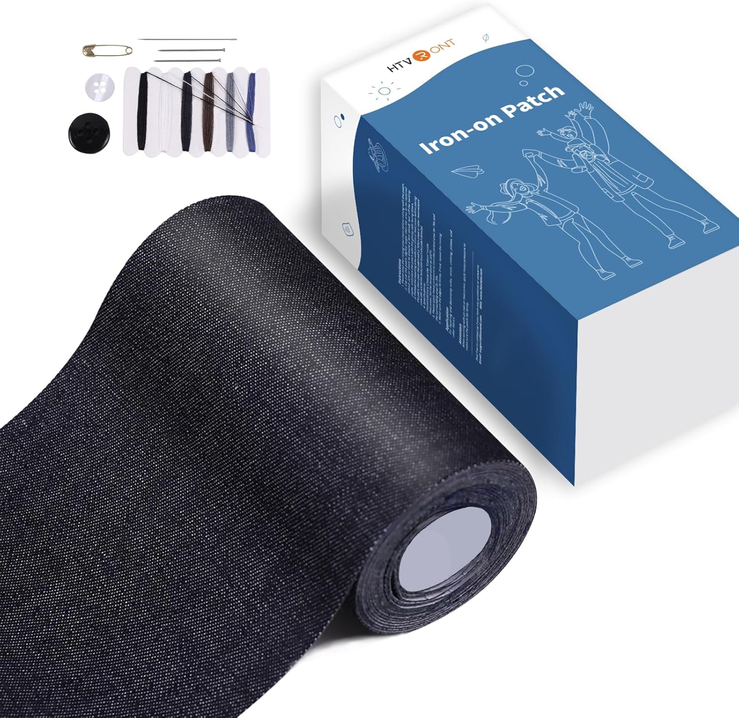 HTVRONT Iron on Patches for Clothing Repair, Fabric Patches for Clothes, Repair Decorating Kit, Iron on Patches (Black&White)