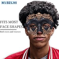 Vista 8 de Máscara de mascarada para hombre, máscara griega romana, máscara veneciana de media cara para baile de máscaras, Mardi Gras, fiesta de Halloween