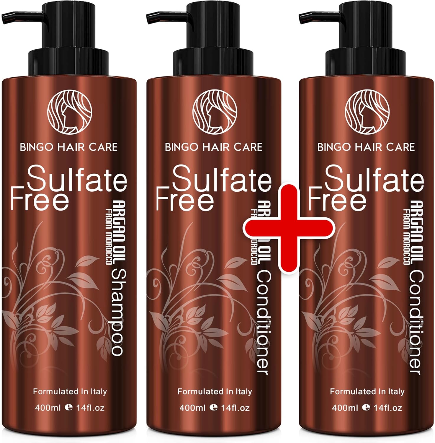 Moroccan Argan Oil Shampoo and Conditioner Set, 100% Natural and Organic ,Revitalizing, Moisturizing, Anti-Frizz, Sulfate and Paraben Free, 42 Fl Oz