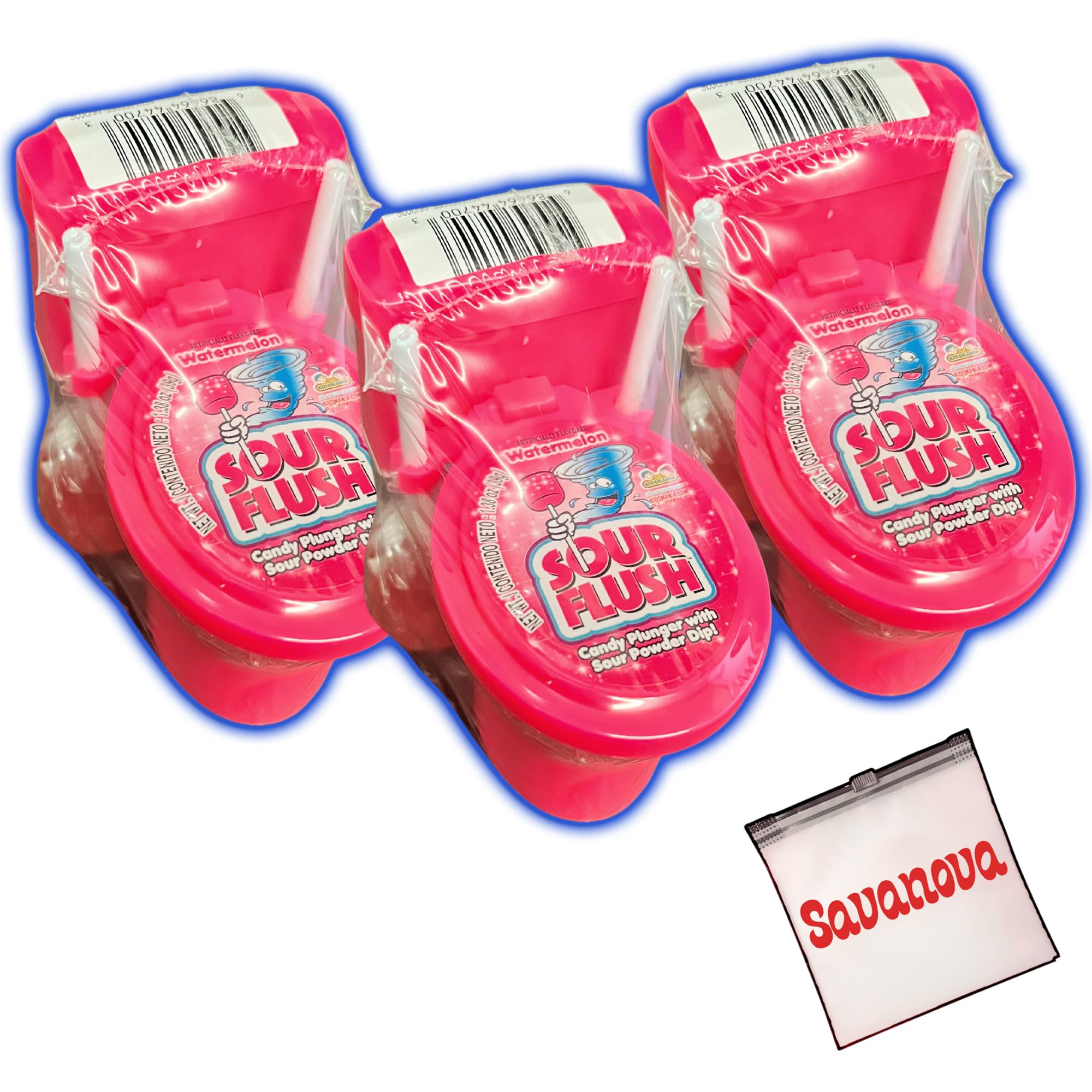 Kidsmania Sour Flush Candy Plunger with Sour Powder Dip Watermelon flavor (Pack of 3)
