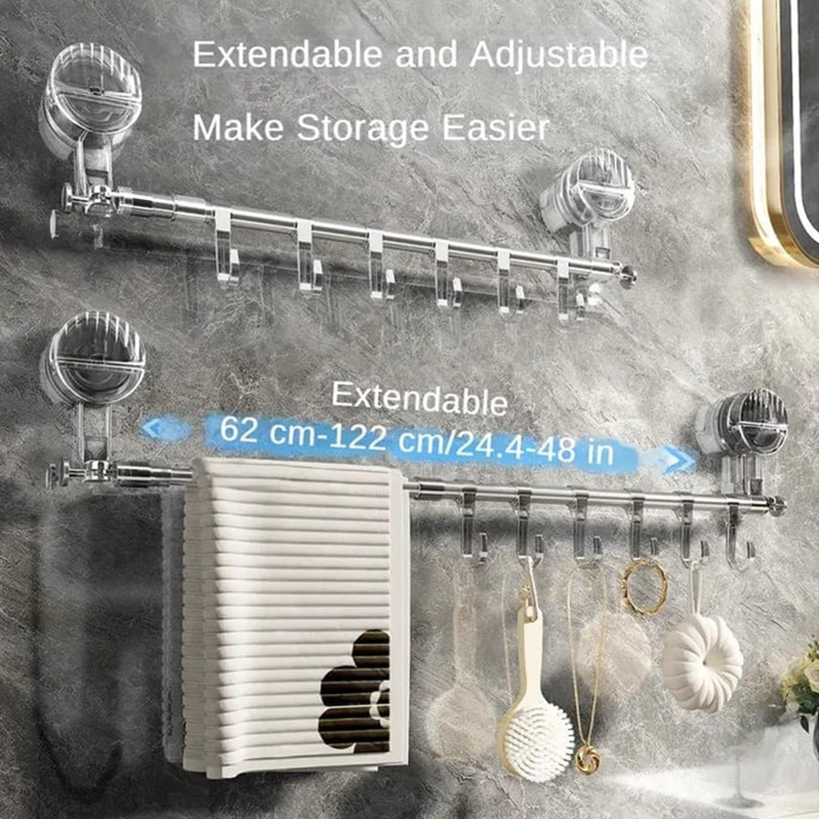 Portasciugamani da bagno, da parete, con ventose | Supporto per asciugamani da bagno in acciaio inox, per bagno, cucina, bar, hotel e casa privata