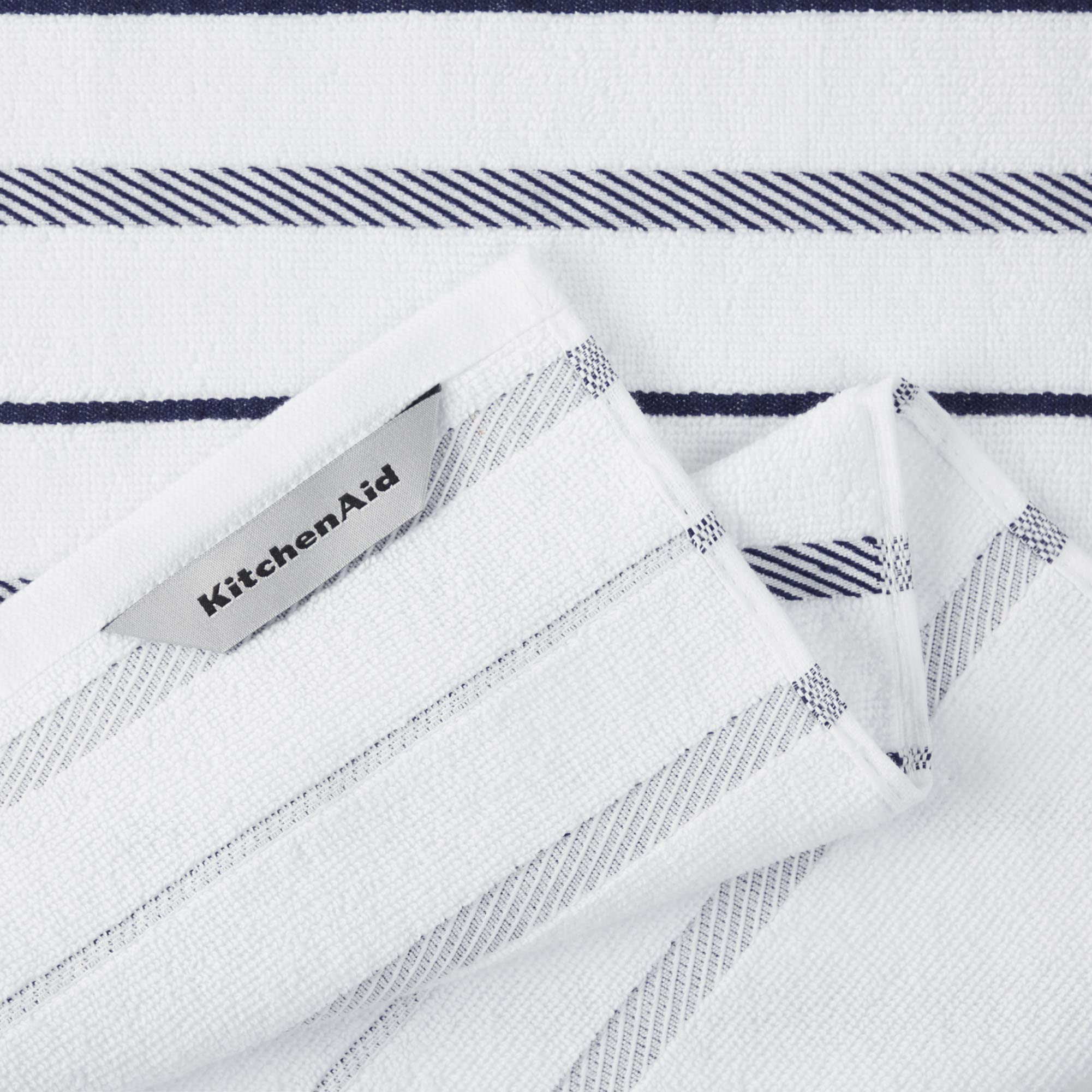 KitchenAid Albany Kitchen Towel Set, 16"x26", Cobalt Blue/White, 4 Piece - Image 4