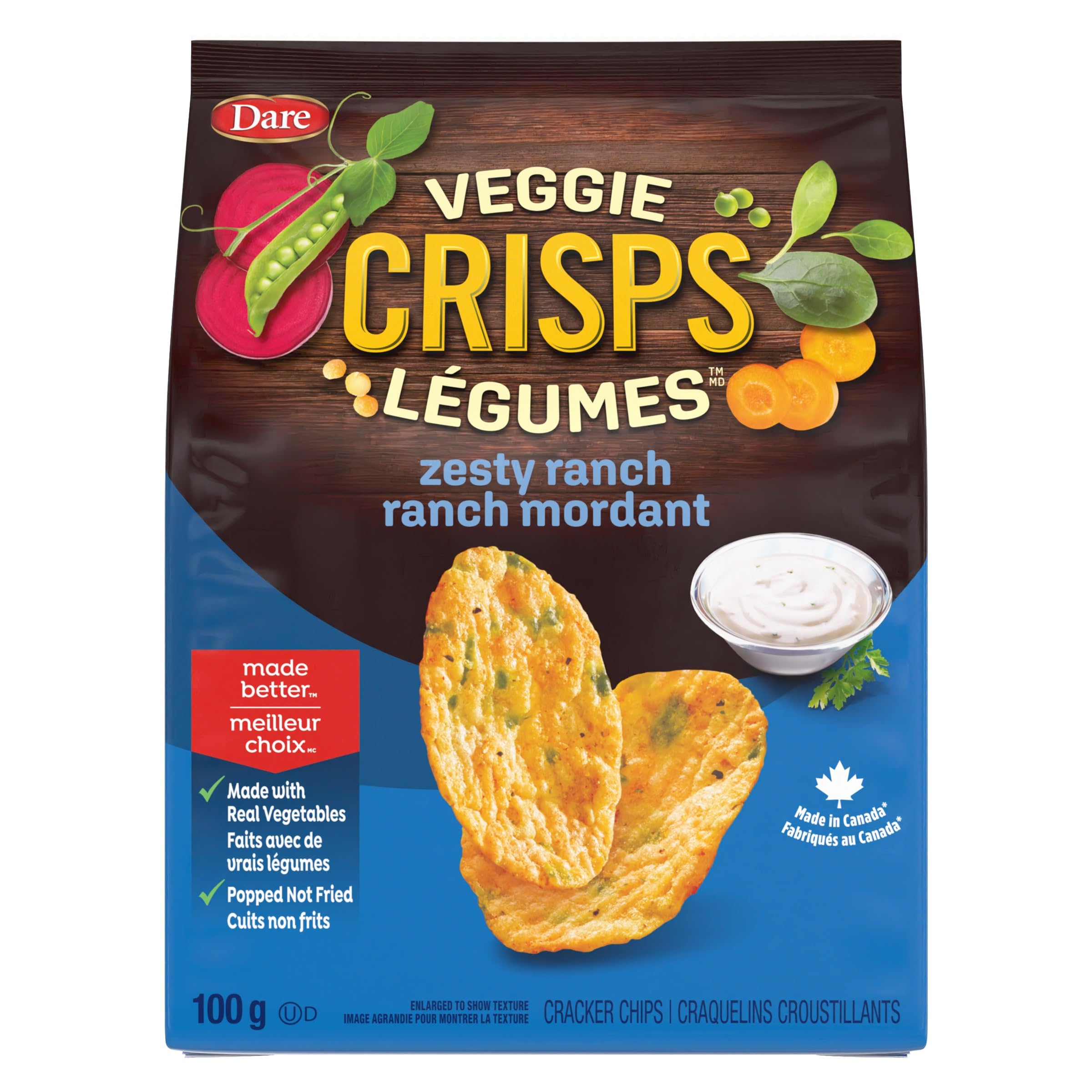 Dare Veggie Crisps Zesty Ranch - Crispy, Nutritious Snack