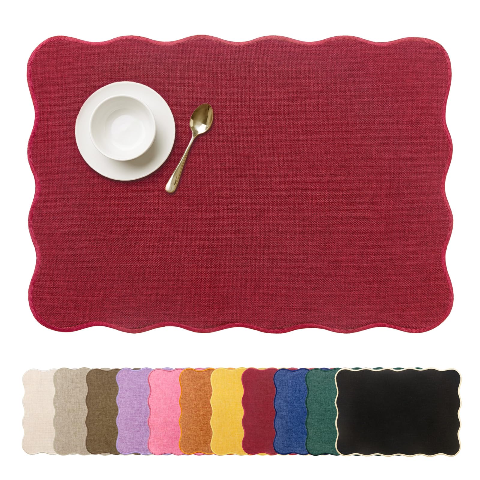 Sets de table en faux lin rouge pour créer une décoration de cuisine élégante