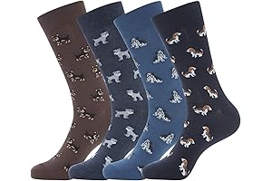 4-Pack Colorful & Fun Premium Cotton Crew Socks for Men