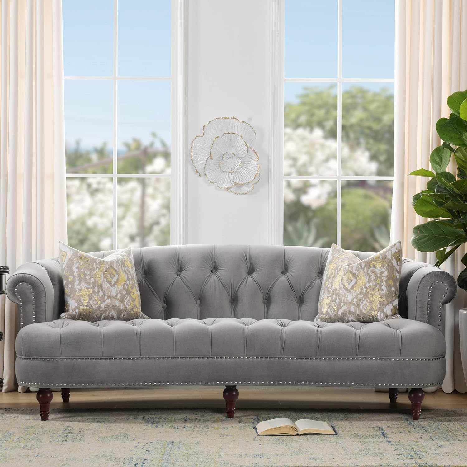 Jennifer Taylor Home Ariana Chesterfield Tufted Sofa, Opal Grey