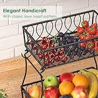 Vista 5 de Cesta de frutas de 2 niveles para encimera, panera para cocina, cesta de alambre de almacenamiento de cebollas y papas vegetales, 13.8 pulgadas