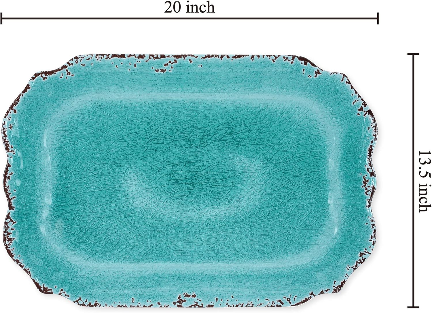 Supreme Housewares Crackle Melamine Serving Tray, BPA-Free Rustic Rectangular Platter for Appetizers, Cheese, Fruit or Entertaining, 20 x 13.5 Inch, Turquoise