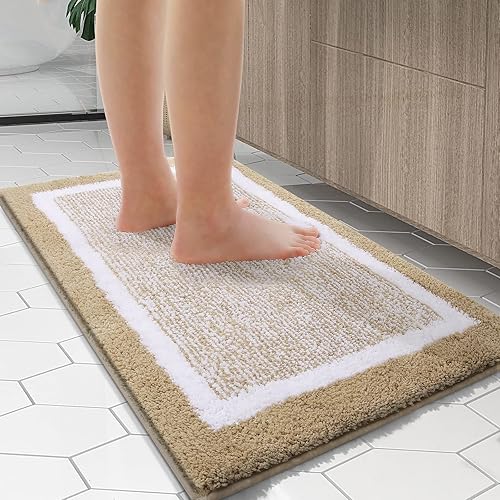 Miniatura 6 de OLANLY Alfombra de baño de microfibra extrasuave y absorbente, antideslizante, lavable a máquina, de secado rápido, apta para suelo de baño, bañera,