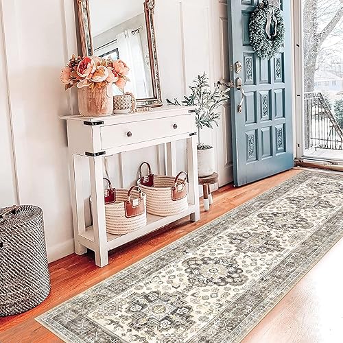 Miniatura 9 de Pauwer Alfombra de pasillo antideslizante y lavable, alfombra de área de cocina, alfombra de lavandería para sala de estar, dormitorio, pasillo,